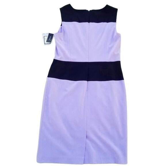 Sleeveless Colorblock Dress Stretch Lilac Purple Black Nine West Size 10 NWT - Picture 7 of 8